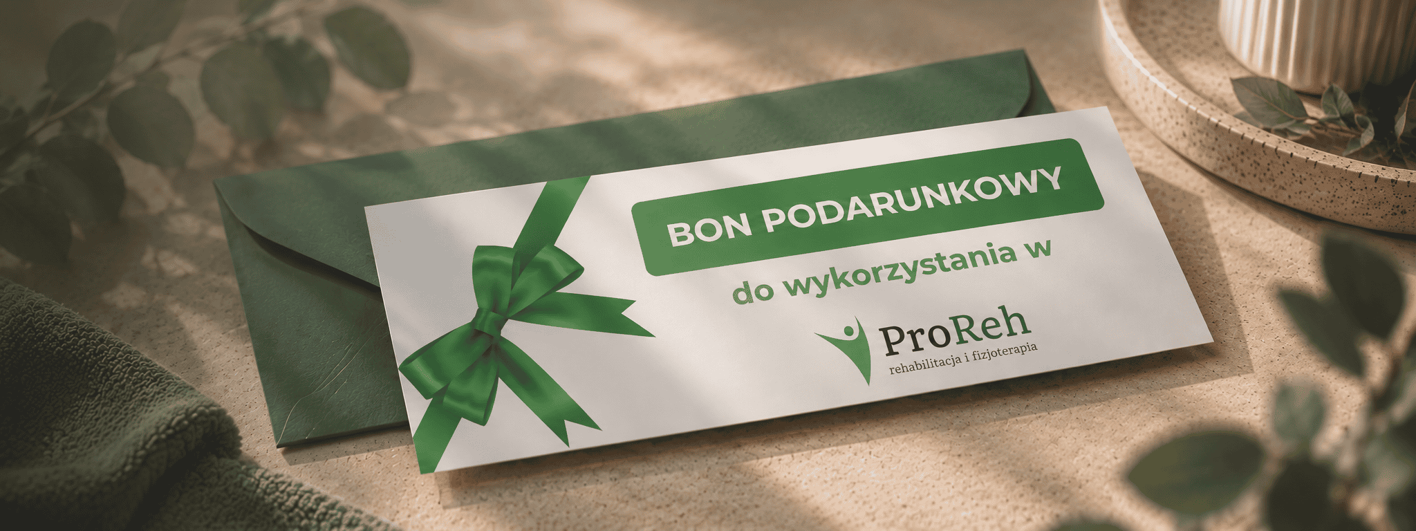 Zielona koperta z bonem podarunkowym ProReh